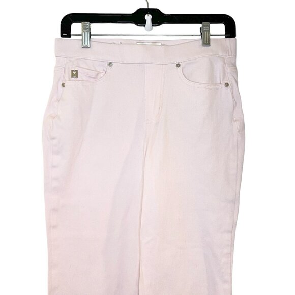 Belle by Kim Gravel Flexibelle Cropped‎ Jegging w/ Lace Trim Pink A375870 Size 2 - Picture 4 of 9